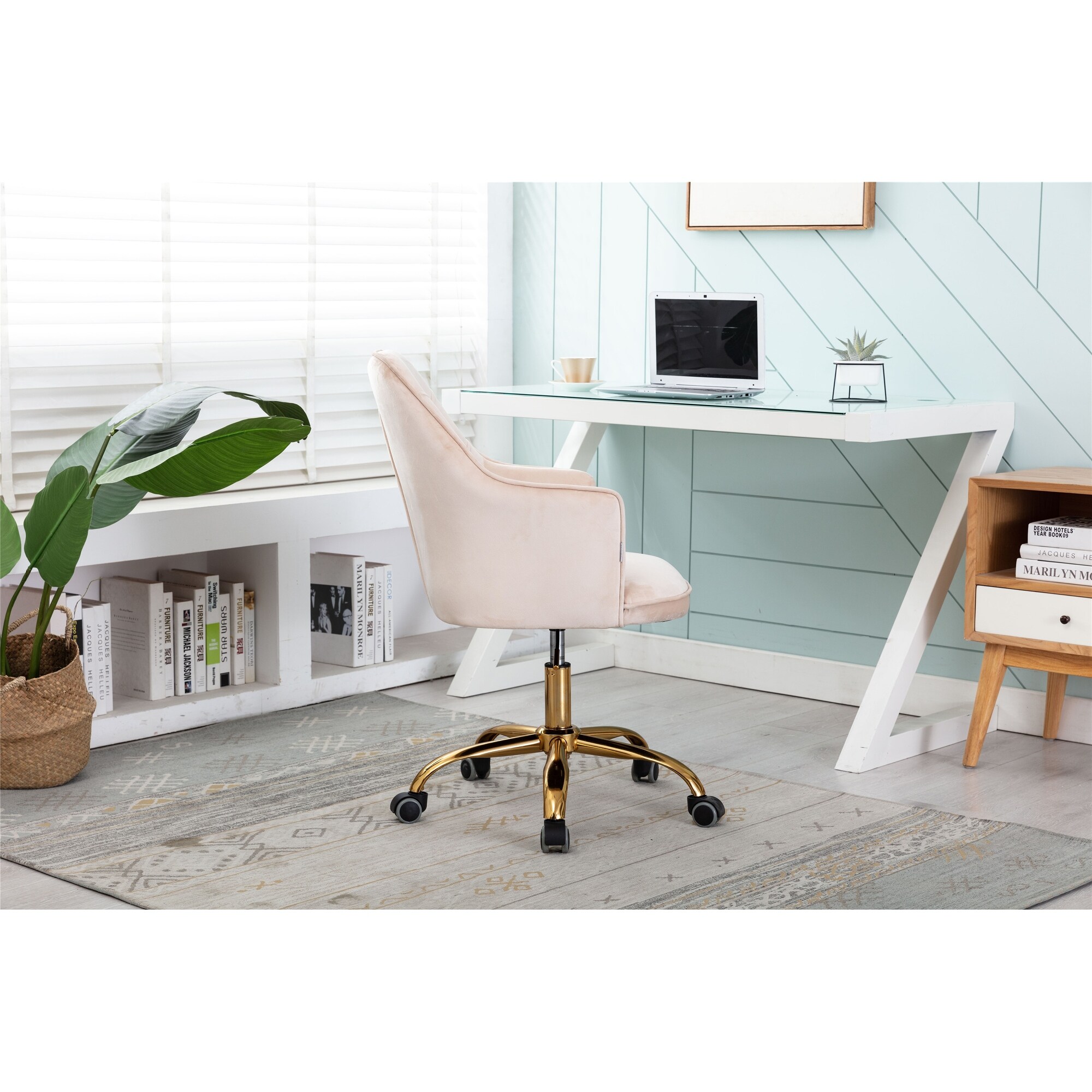 Velvet Swivel Shell Chair Office chair Modern Leisure Arm Chair