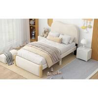 Upholstered Platform Bed with Wood Supporting Feet - Bed Bath & Beyond ...