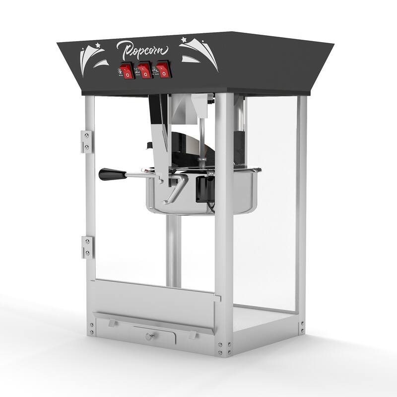 Commercial Popcorn MAKER Machine, 12 Ounce Kettle Stainless Steel Popcorn Maker with Tempered Glass, Warming Deck