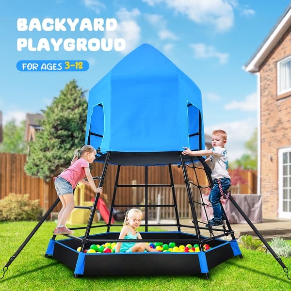 slide 2 of 5, Jungle Gym with Platform and Tent, Climbing Dome Toys for Kids - N/A