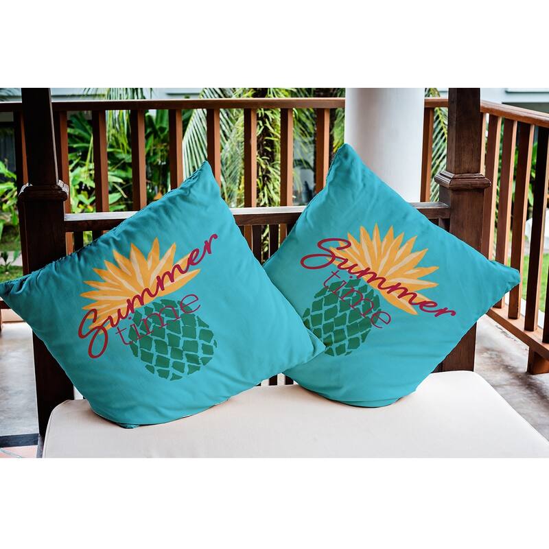 Summer Time Pineapple Polyester Indoor/Outdoor Pillow