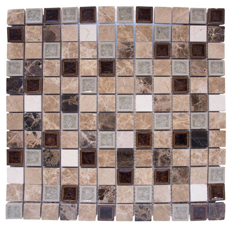The Tile Life Marbles 1x1 Reddish Brown Stone Look Glass Backsplash Wall Tile
