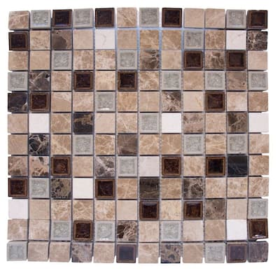 The Tile Life Marbles 1x1 Reddish Brown Stone Look Glass Backsplash Wall Tile