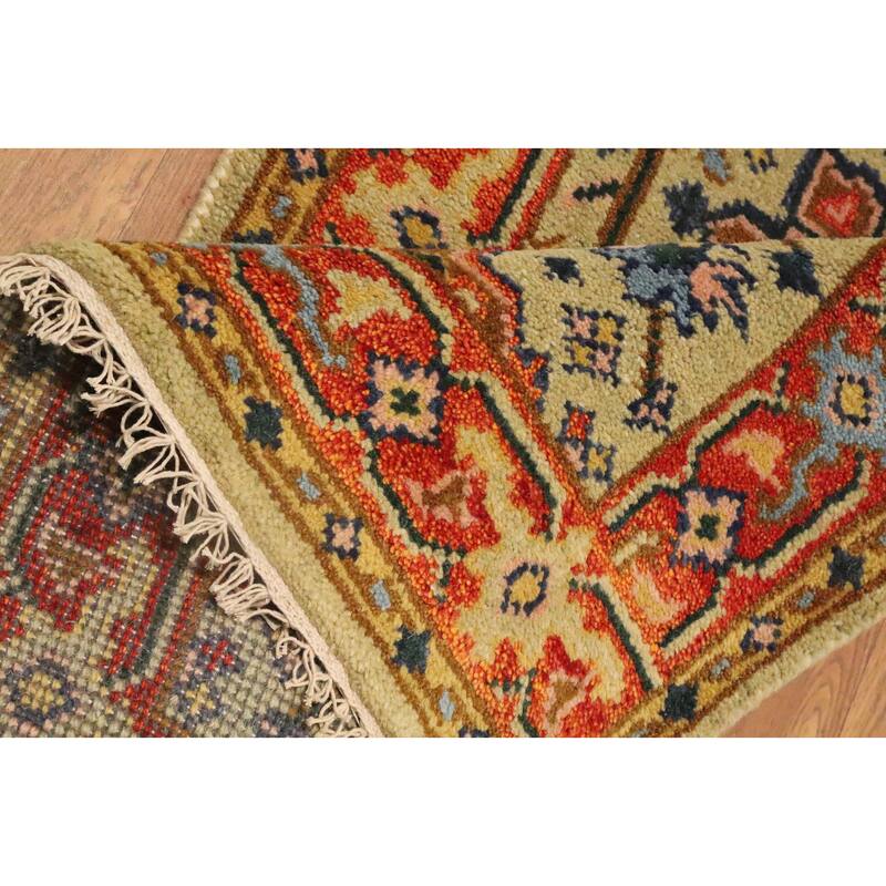 Hand Knotted Oriental 100% Wool Carpet Transitional All-Over Yellow & Gold Oushak Runner Rug - 7' 11'' X 2' 7''