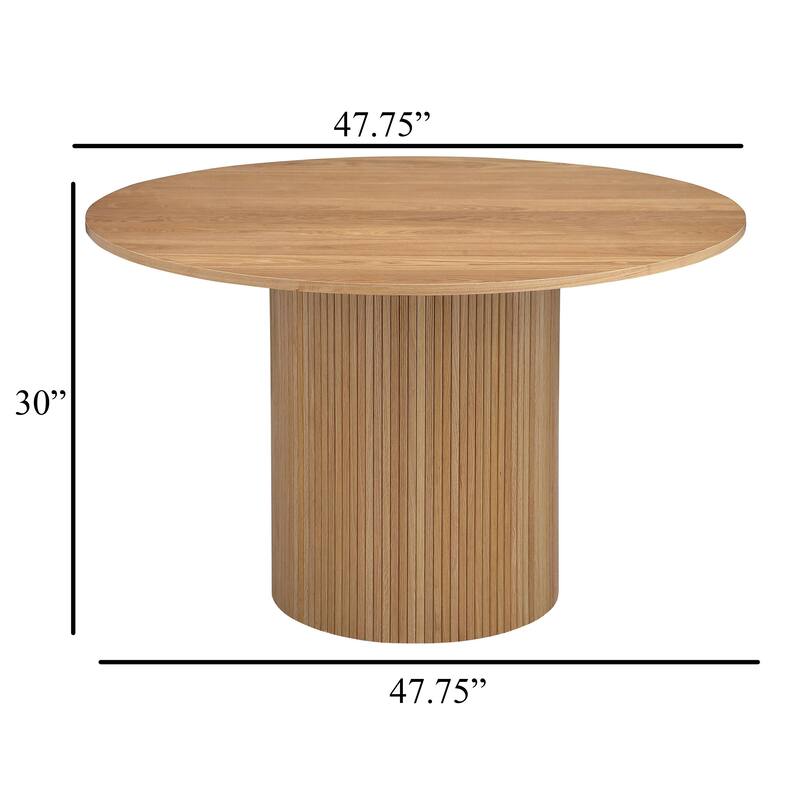 Bradd Dining Table with Natural Brown Wood Details, 48 Inch Round