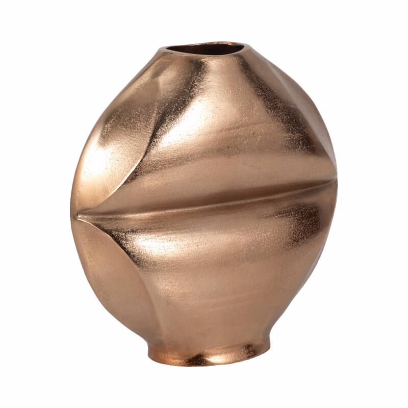 Metal Byram Slit Design Decorative Vase - Champagne, 14 in.
