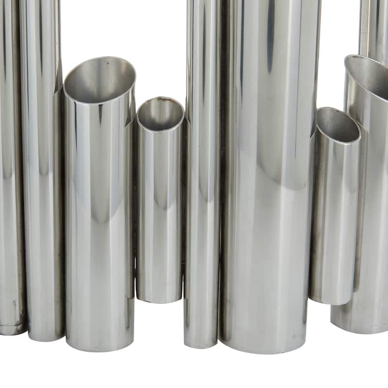 Stainless Steel Metal Organ Pipe Tube Vase - Silver - CosmoLiving by Cosmopolitan - 4"W x 14"L x 12"H