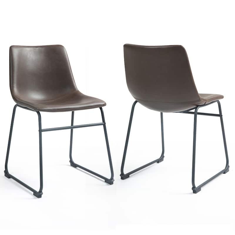 Adan Iron Frame Faux Leather Dining Chair (Set of 2)