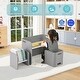preview thumbnail 6 of 7, Grey 3 Pieces Wooden Kids Table and U-Shaped Chair Set with Ergonomic Handle - 26.5" x 20" x 16" (L x W x H)