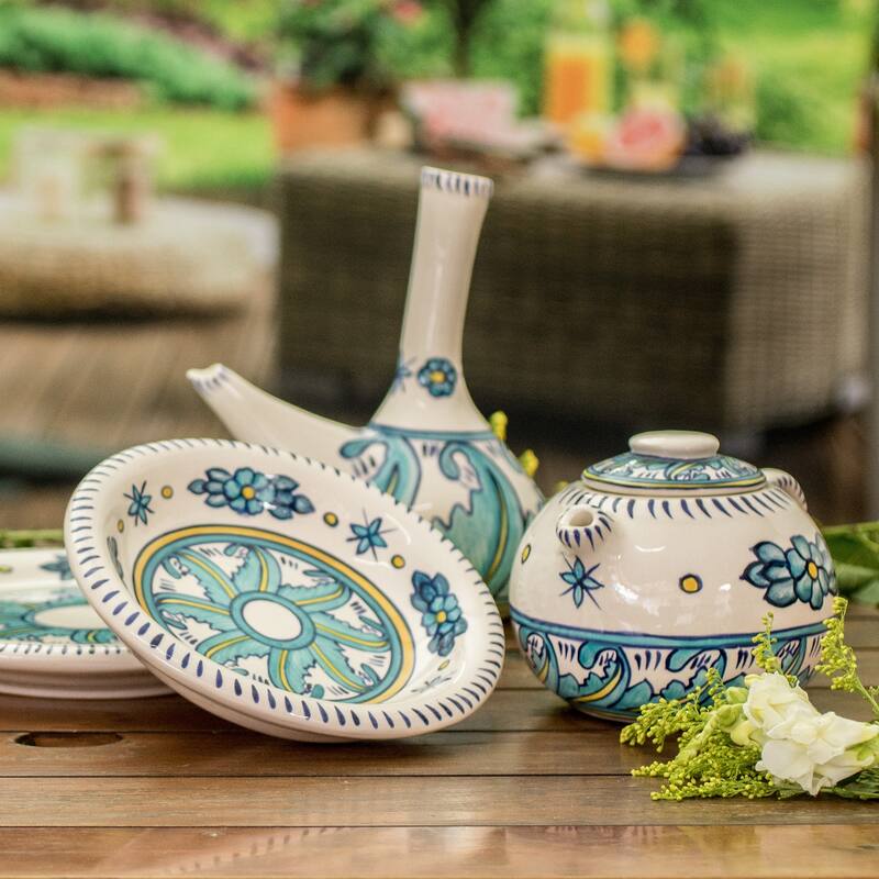 Novica Handmade Bermuda Ceramic Teapot