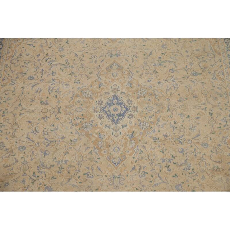 Hand Knotted Oriental 100% Wool Carpet Traditional Floral Peach Mashad Area Rug - 12' 7'' X 9' 4''