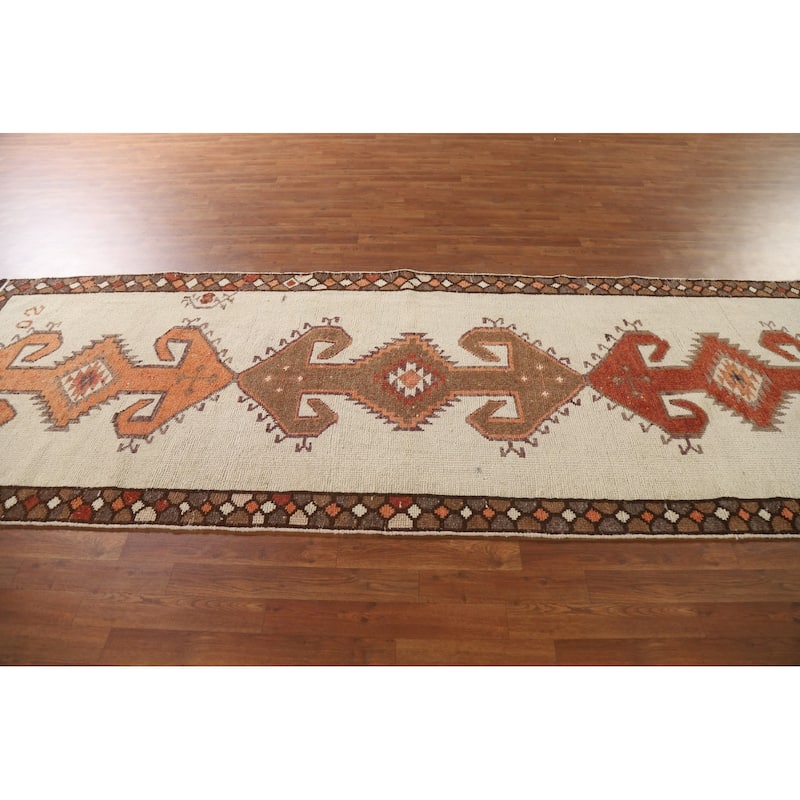 Anatolian Runner Rug Handmade Oriental Wool Carpet - 3'11"x 12'4"
