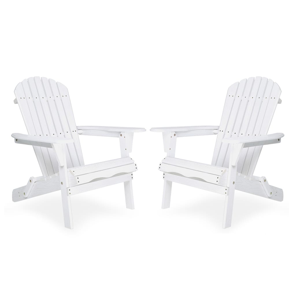 Foldable Wood Patio Adirondack Chair, Classic Outdoor Chair with Pre-Assembled Backrest, Easy Assembly
