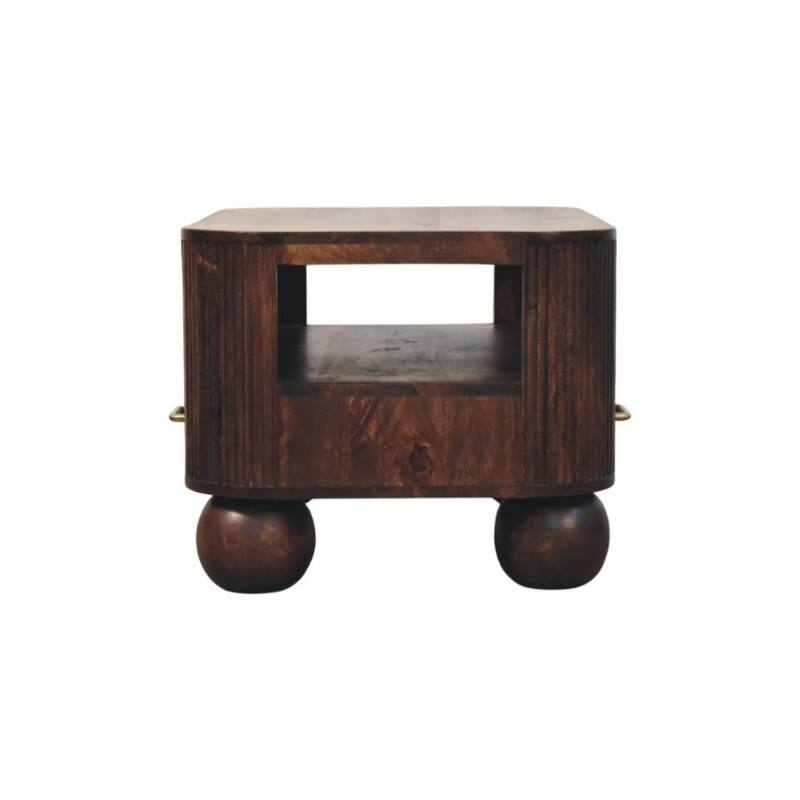 Artisan Furniture Solid Wood Sphere Leg Coffee Table, Brown, 2-Drawers