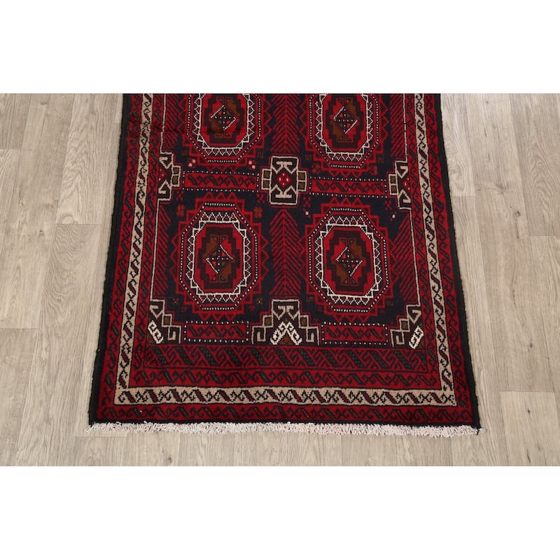 Tribal Geometric Balouch Afghan Oriental Area Rug Wool Hand-knotted - 3'5" x 6'2"