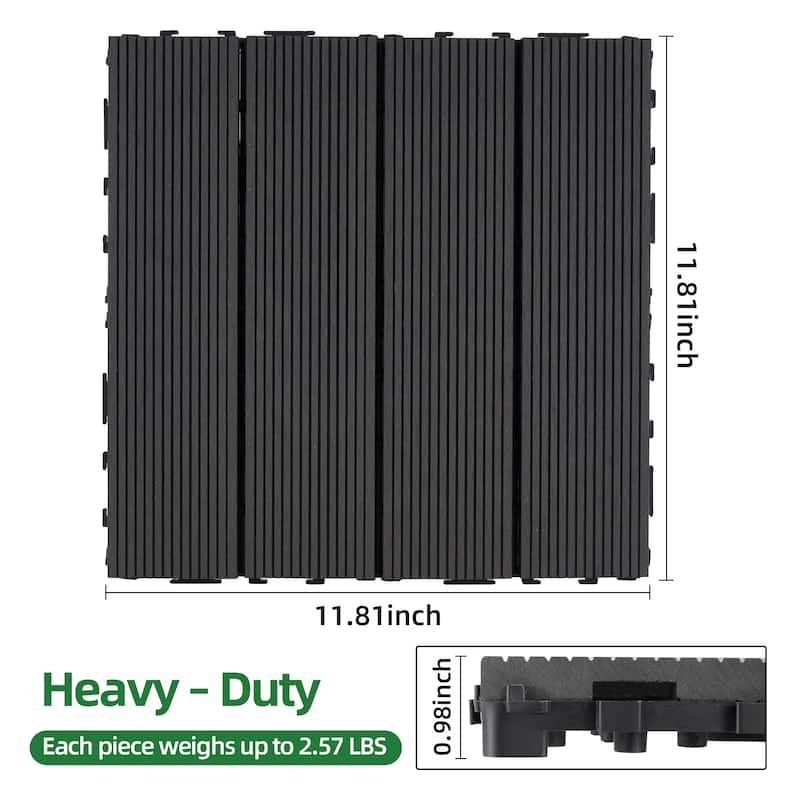 8.7 sq. ft DIY Wood-Plastic Composite Deck Tiles, Interlocking Outdoor Flooring Tiles Waterproof All Weather (Pack of 9)