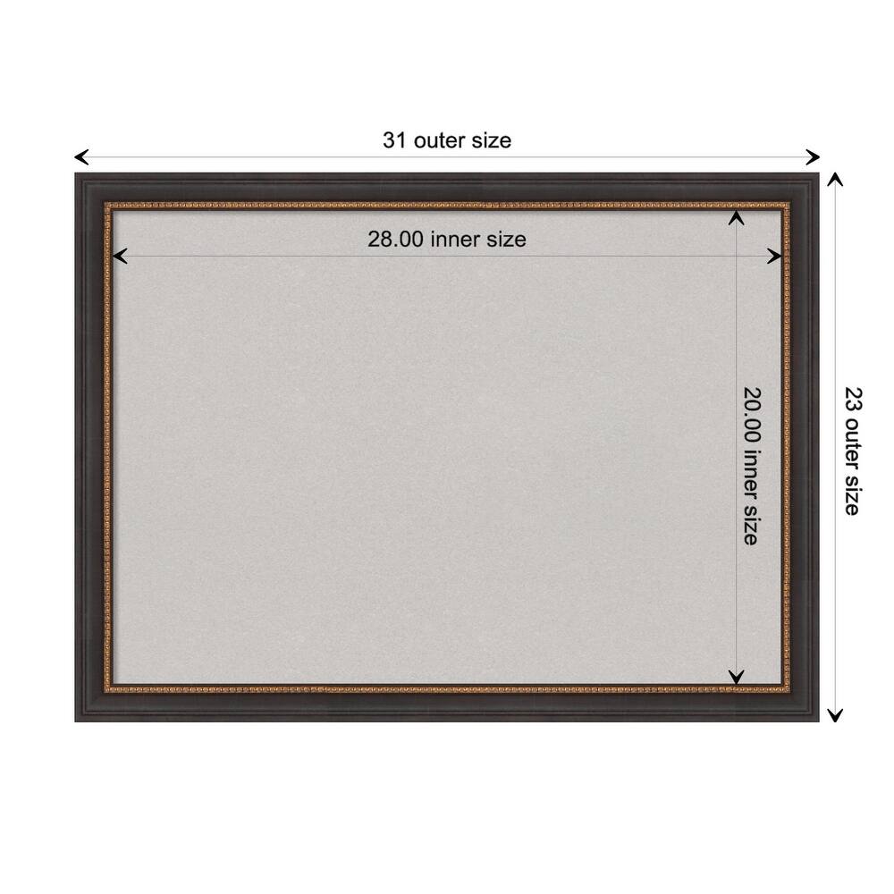 Ashton Black Wood Framed Grey Corkboard Bulletin Board, Organization Board, Pin Board