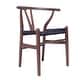 preview thumbnail 26 of 47, Woven Wood Armchair with Arms Open Y Back Mid Century Modern Office Dining Chairs Black Seat Kitchen Bedroom Organic Rattan