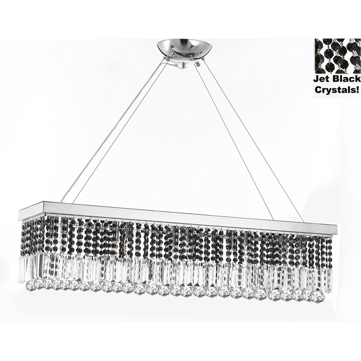 10 Light 40" Contemporary Crystal Chandelier Rectangular Chandeliers Lighting -Trimmed with Jet Black Crystal - Chandeliers For Bedrooms by Overstock.com