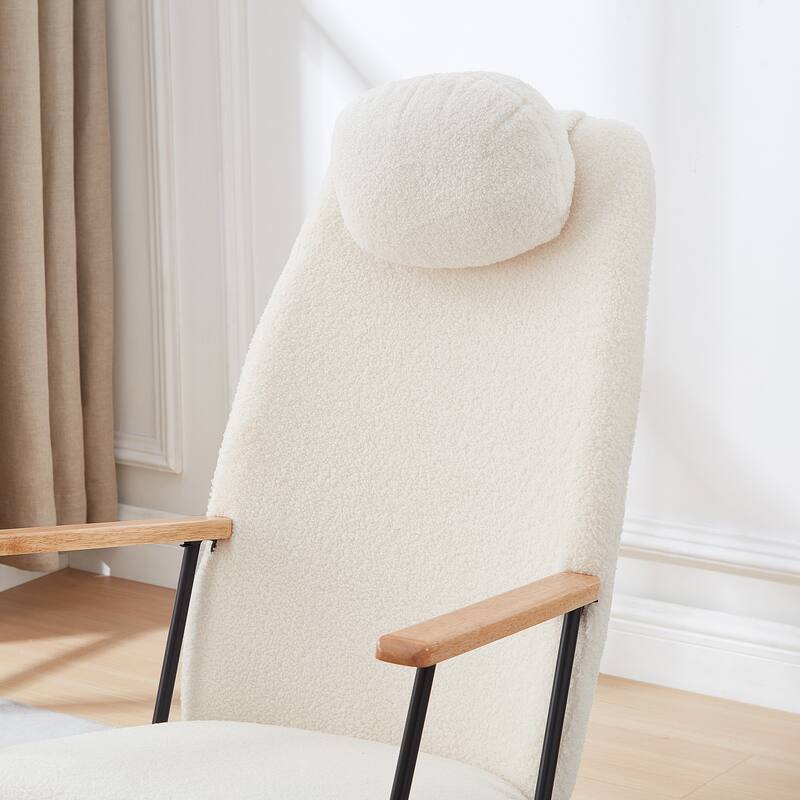 Accent Rocking Chair with Adjustable Headrest Pillow