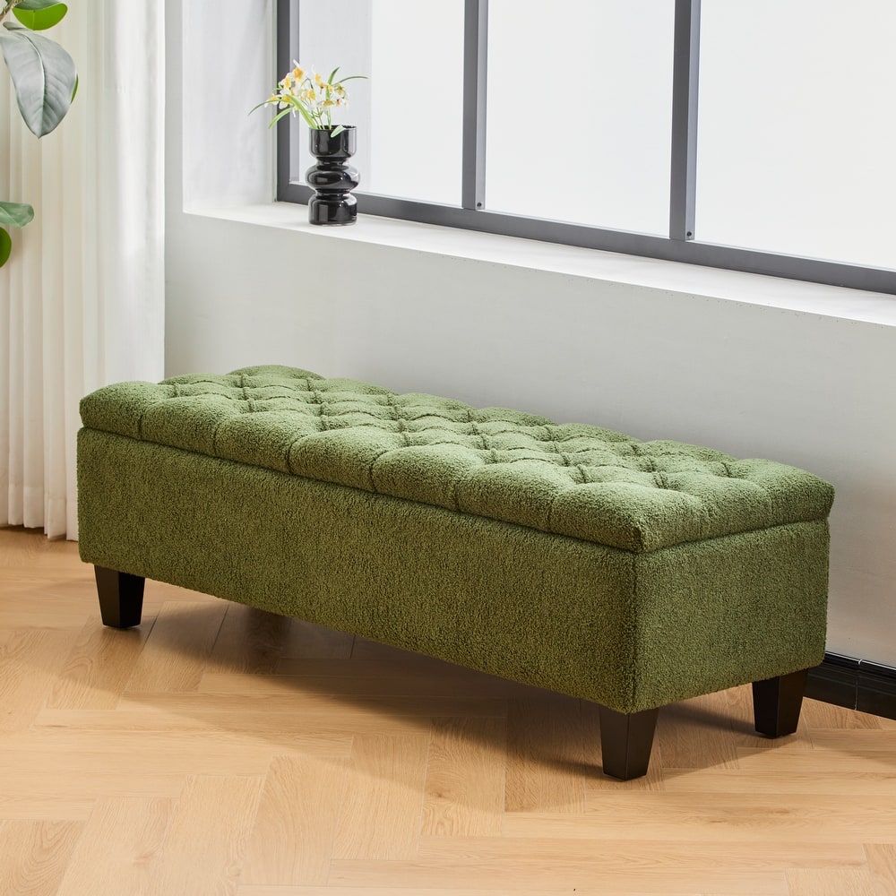 Ottilie Contemporary Button-Tufted Storage Ottoman Bench by Christopher Knight Home