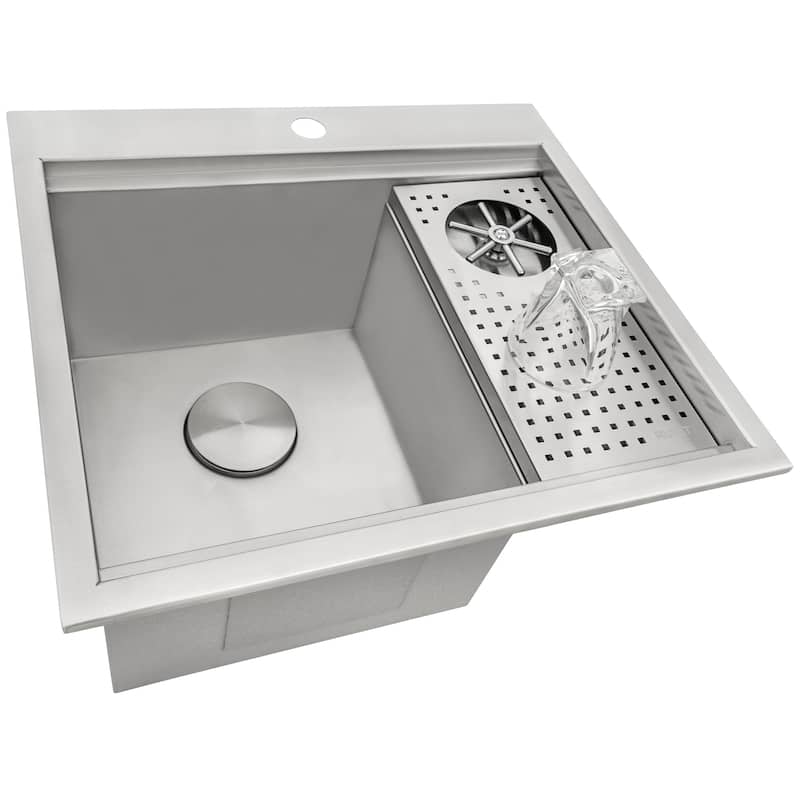 Ruvati Glass Rinser and Sink Combo 22 inch Workstation for Wet Bar Bottle Washer Drop in Topmount - 22 x 20 - 22 x 20