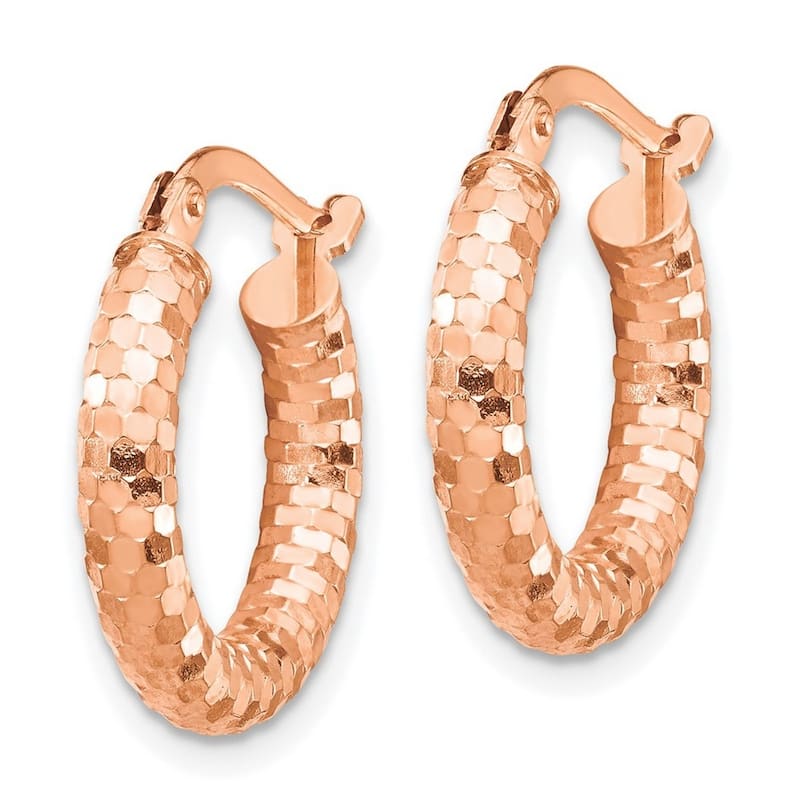 Curata 14k Rose Gold Sparkle Cut Hoop Earrings - 10x10mm