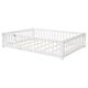 Twin/Full/Queen size Floor Platform Bed with Fence and Door for Kids, Toddlers
