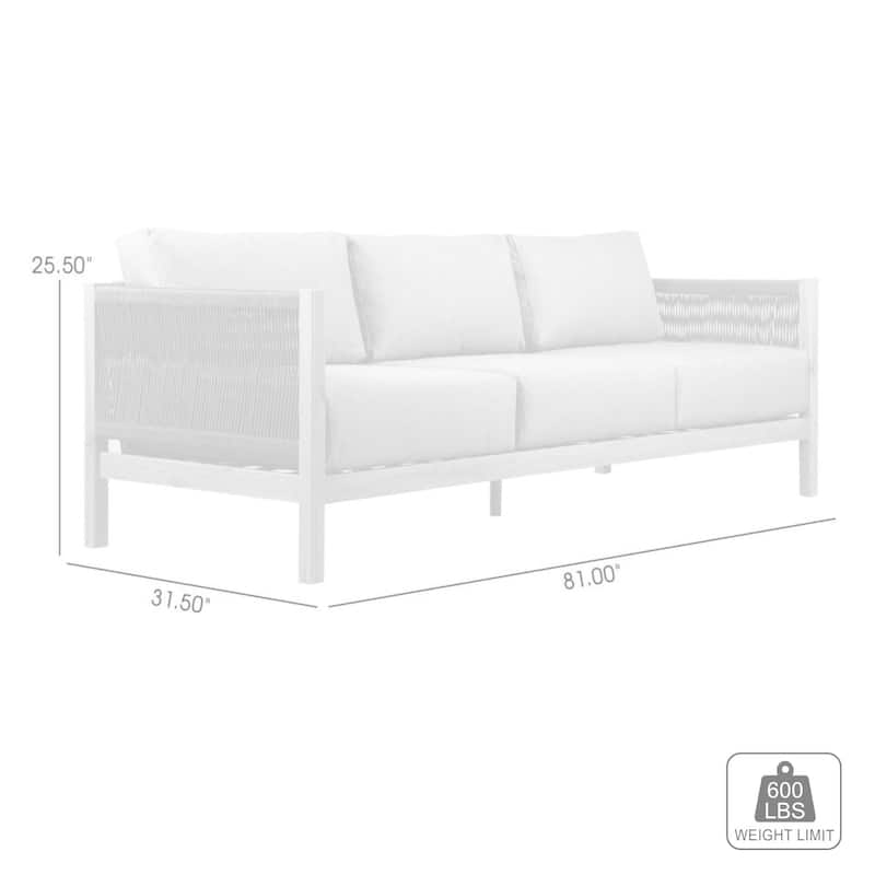 Sienna Eucalyptus Solid Wood and Rope 81" All Weather Patio Outdoor Sofa