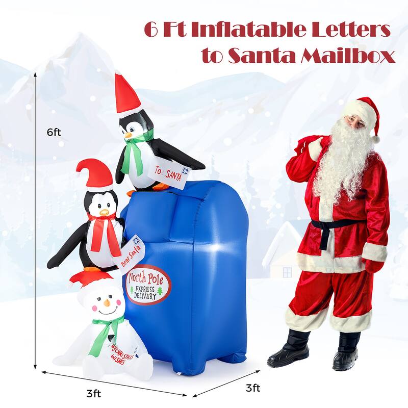 Gymax 6 Ft Christmas Blow up Pre-Lit Letters to Santa Mailbox w/ - See Details