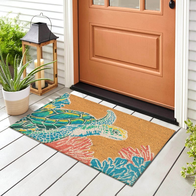 Liora Manne Natura Seaturtle Outdoor Mat Neutral 24"x36"