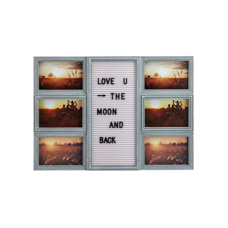 Melannco 6-Opening Distressed Gray Pin Board Collage Photo Frame, 20X14 Inch
