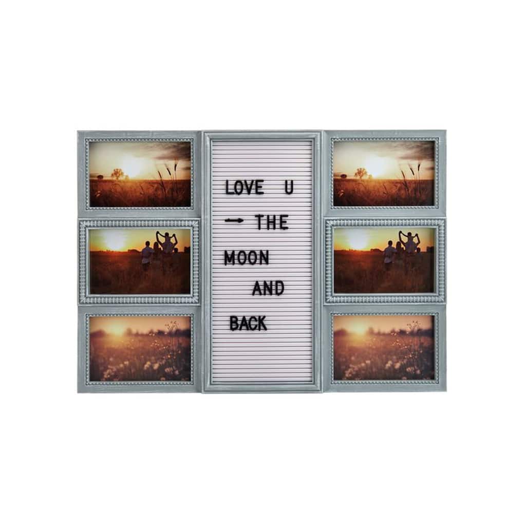 Melannco 6-Opening Distressed Gray Pin Board Collage Photo Frame, 20X14 Inch