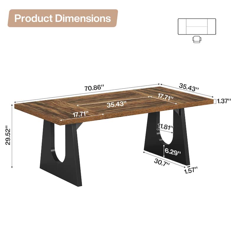 70.9 Inches Executive Desk Rectangular Computer Office Desk with Large Desktop