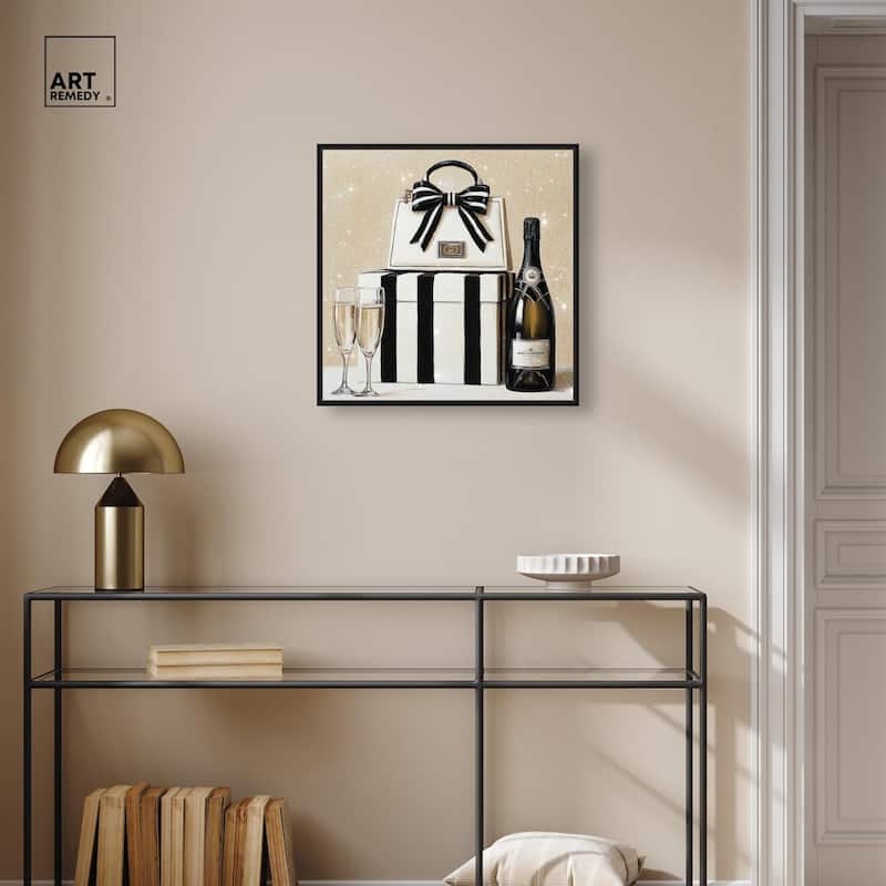 Black and White Striped Glam Canvas by Art Remedy