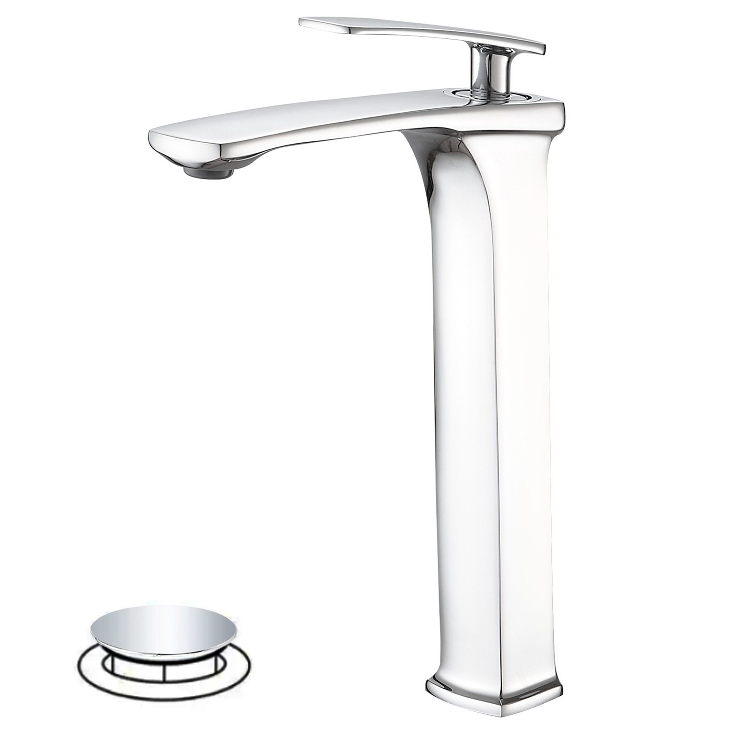 Bathroom Vessel Sink Faucet w/ Pop Up Drain, Single Handle,Single Hole