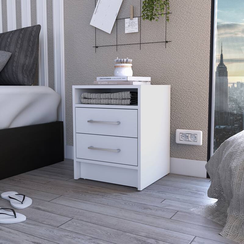 2-Drawer 1-Shelf Rectangle Nightstand