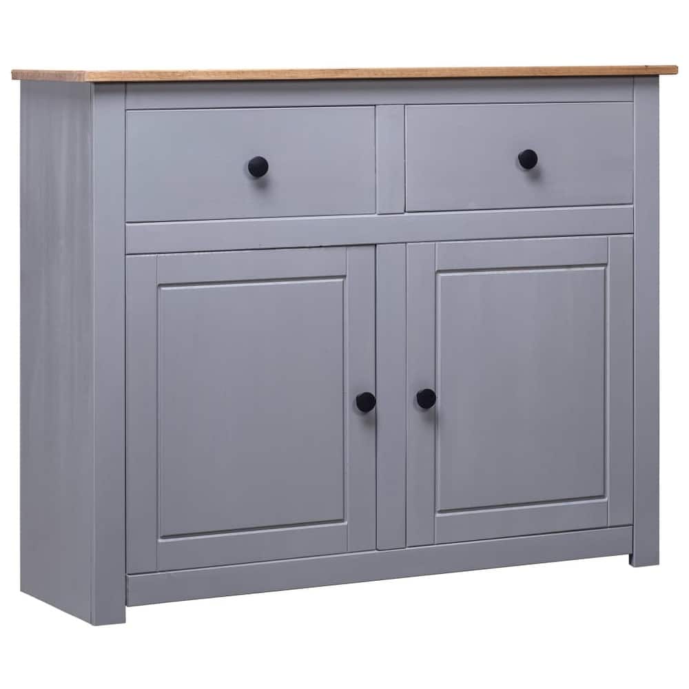 vidaXL Sideboard 2-Drawer Cupboard Sideboard Buffet Cabinet Solid Pinewood - 36.6" x 15.7" x 31.5"
