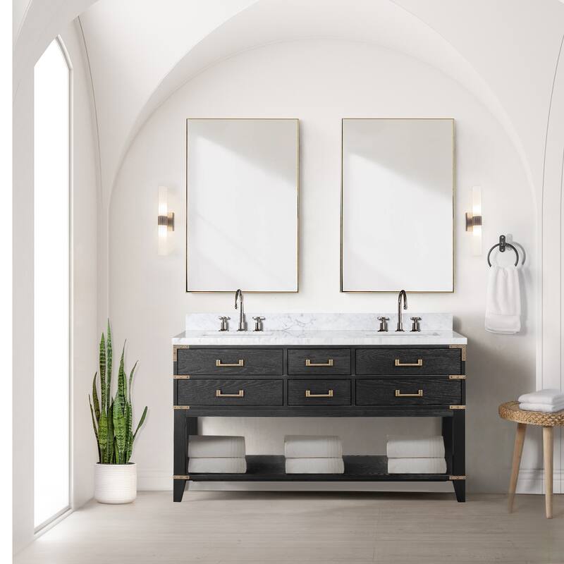 Lexora Norwalk Bath Vanity and Carrara Marble Top