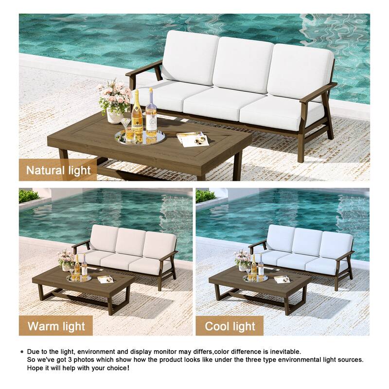2-Piece Teak Outdoor Sofa Set with Table