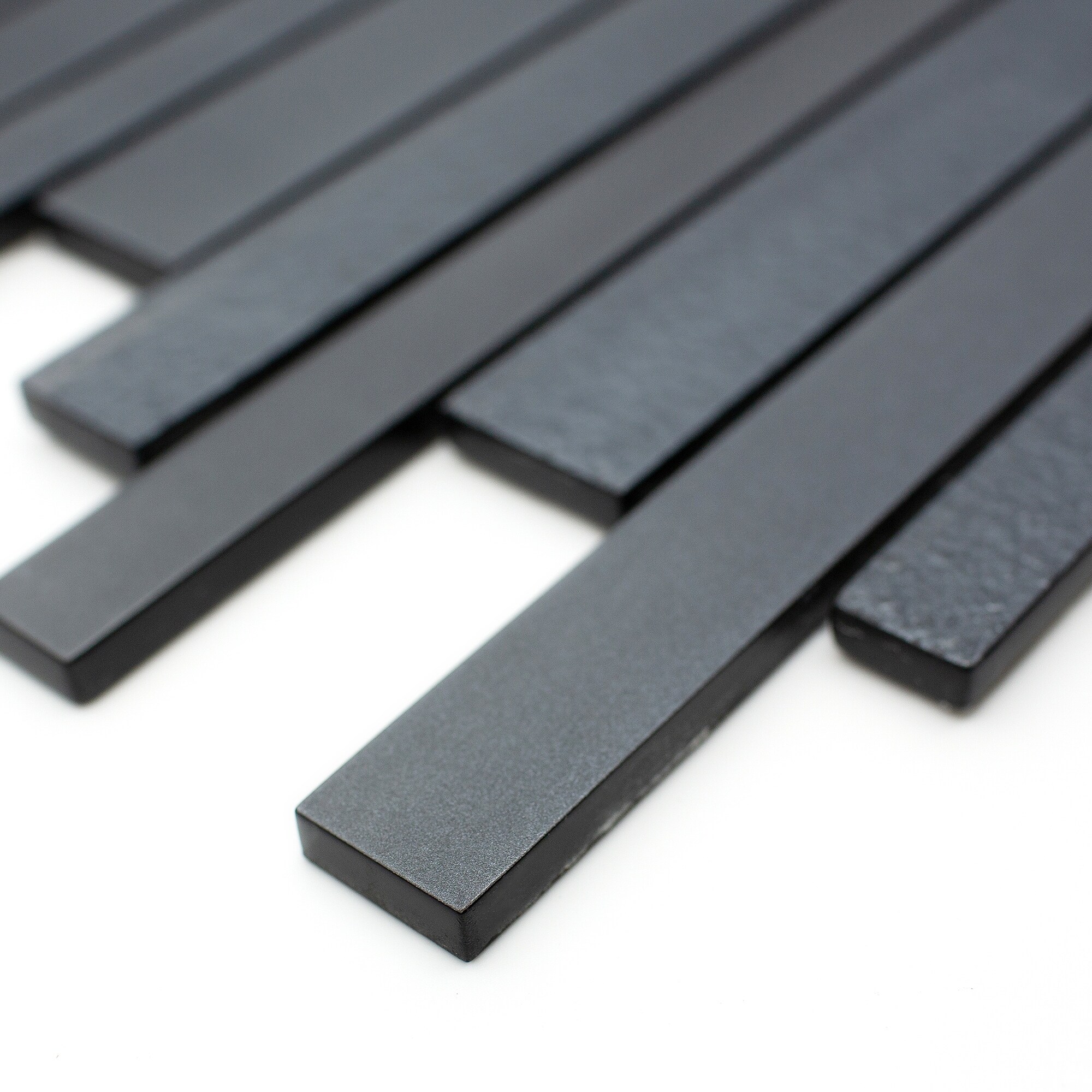 Shop Tilegen Paint Effect Linear Glass Mosaic Tile In Black Wall