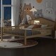 preview thumbnail 1 of 12, Wood Platform Bed with House-Shaped Headboard, LED Light & Storage, Natural Natural