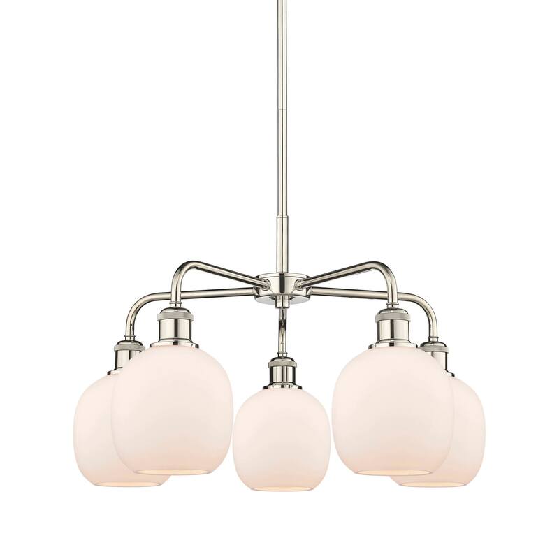 Innovations Lighting 516-5CR-15-24 Belfast Chandelier Belfast 5 Light - Polished Nickel / Matte White