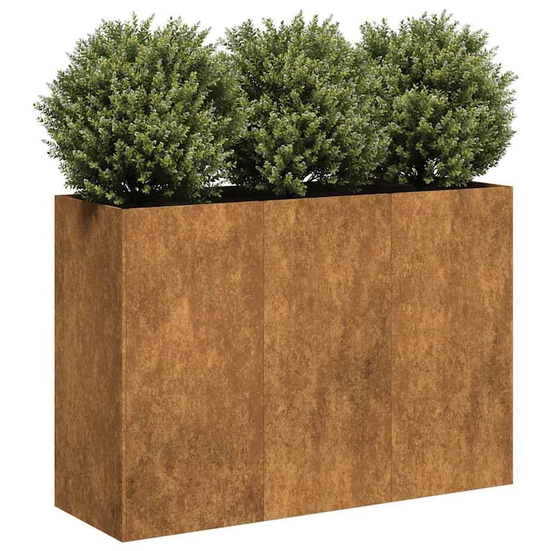 vidaXL Planter Raised Garden Bed Plant Flower Stand Rusty Weathering Steel - 15.7 x 47.2 x 31.5