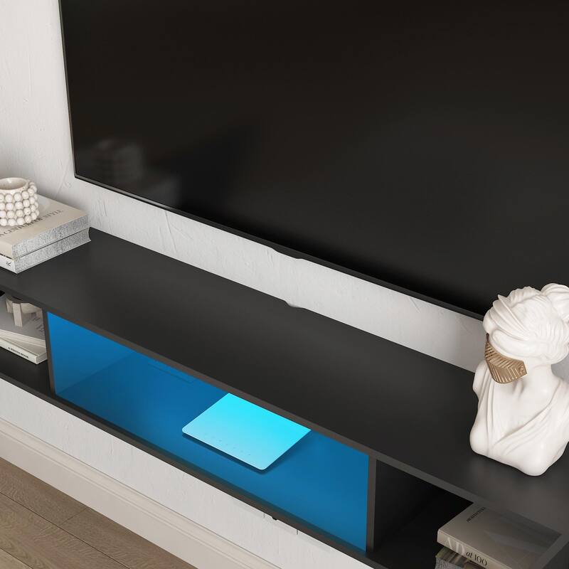 69" Modern TV Stand, Floating TV Cabinet Entertainment Center with 16 Color LEDs