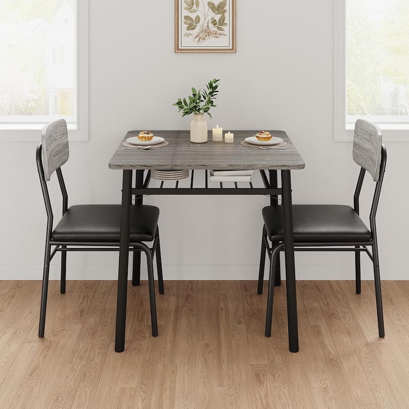 Kitchen Dining Table for 2 with Storage Rack Set for Small Space, Apartment