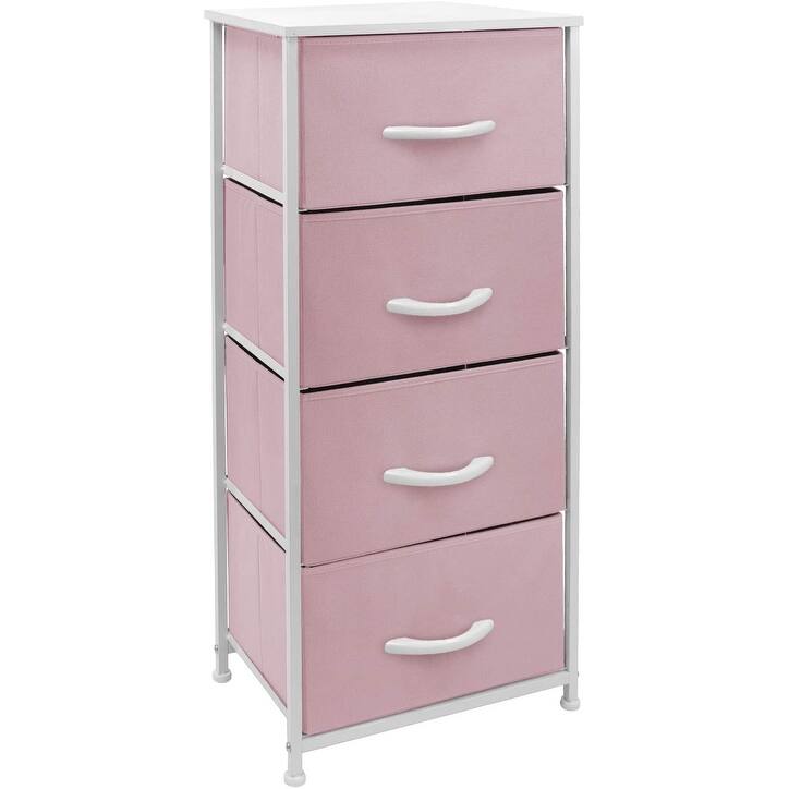 4 Drawer Bedside Nightstand Chest Tower Bedroom Dresser, Pastel Colors
