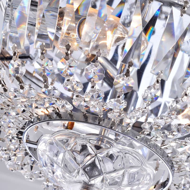 Elisa Chrome Crystal Basket Flush Mount Chandelier
