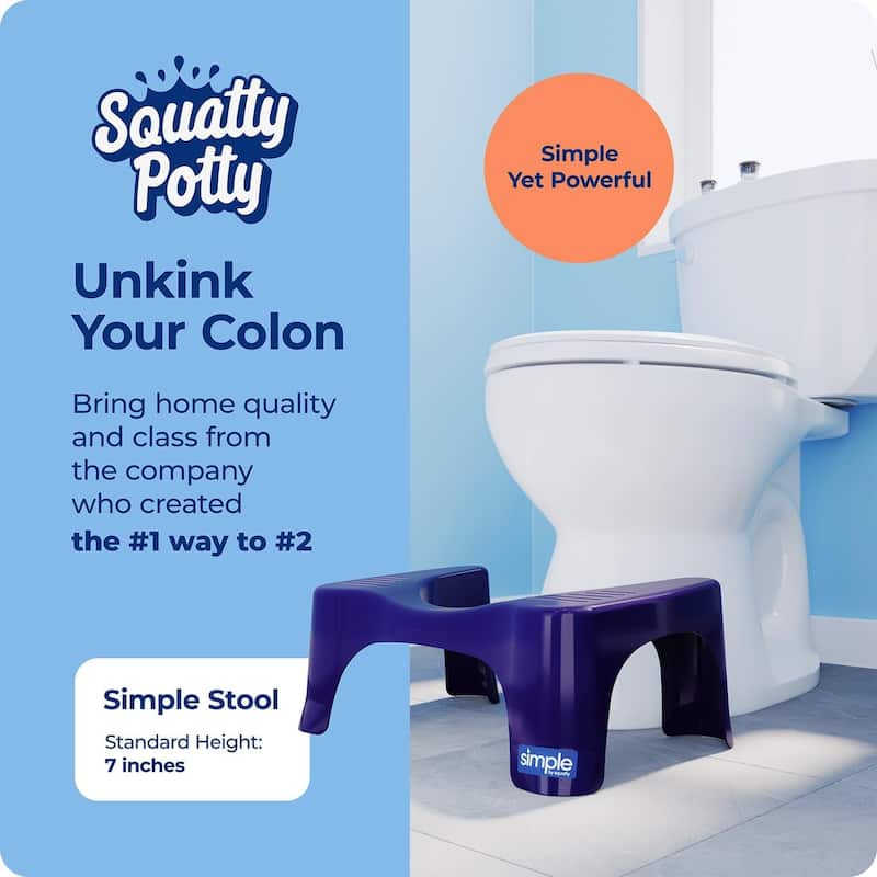 Squatty Potty Simple Bathroom Toilet Stool, Deep Purple 7 Inch Ergonomic Stool - Posture-Enhancing Bathroom Footrest