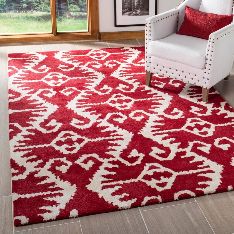 SAFAVIEH Handmade Wyndham Bekin Modern Wool Rug - 5' x 8' - Red/Ivory